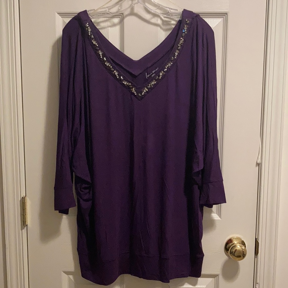 Lane Bryant Women’s Purple Beaded Blouse - Size 18/20